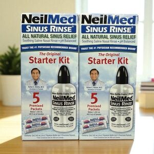 2‎ Pk NeilMed Sinus Rinse All Natural 8 Oz Bottles +5 Premixed Packets Each Box
